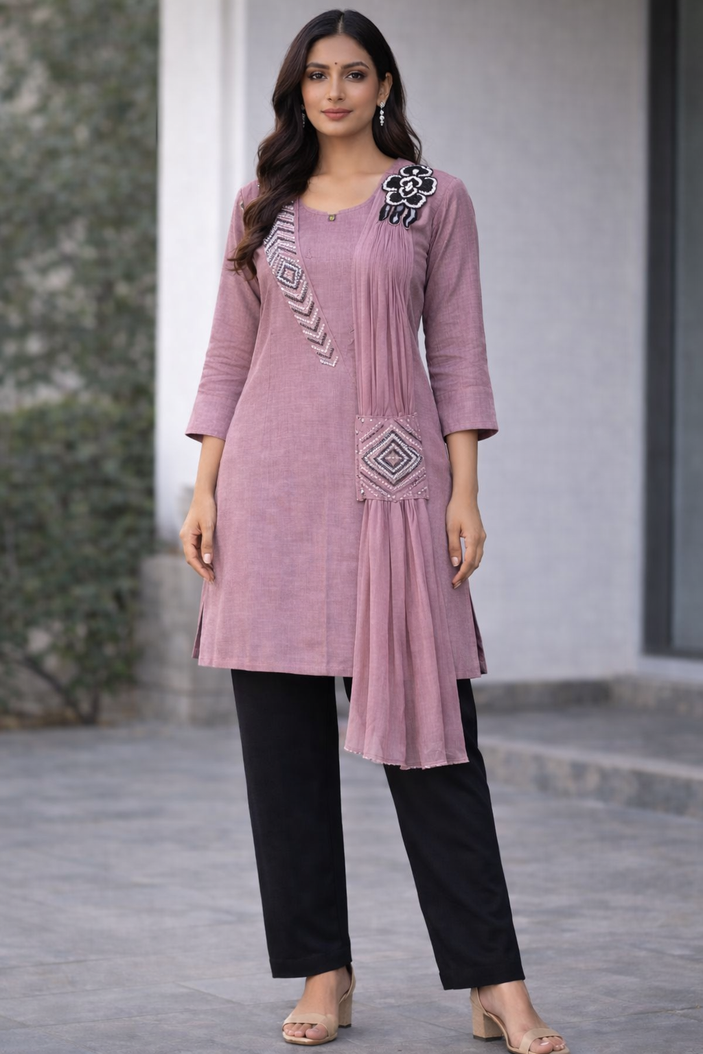 Ashnaina Vertican A-Line Coord Set with Dupatta Look