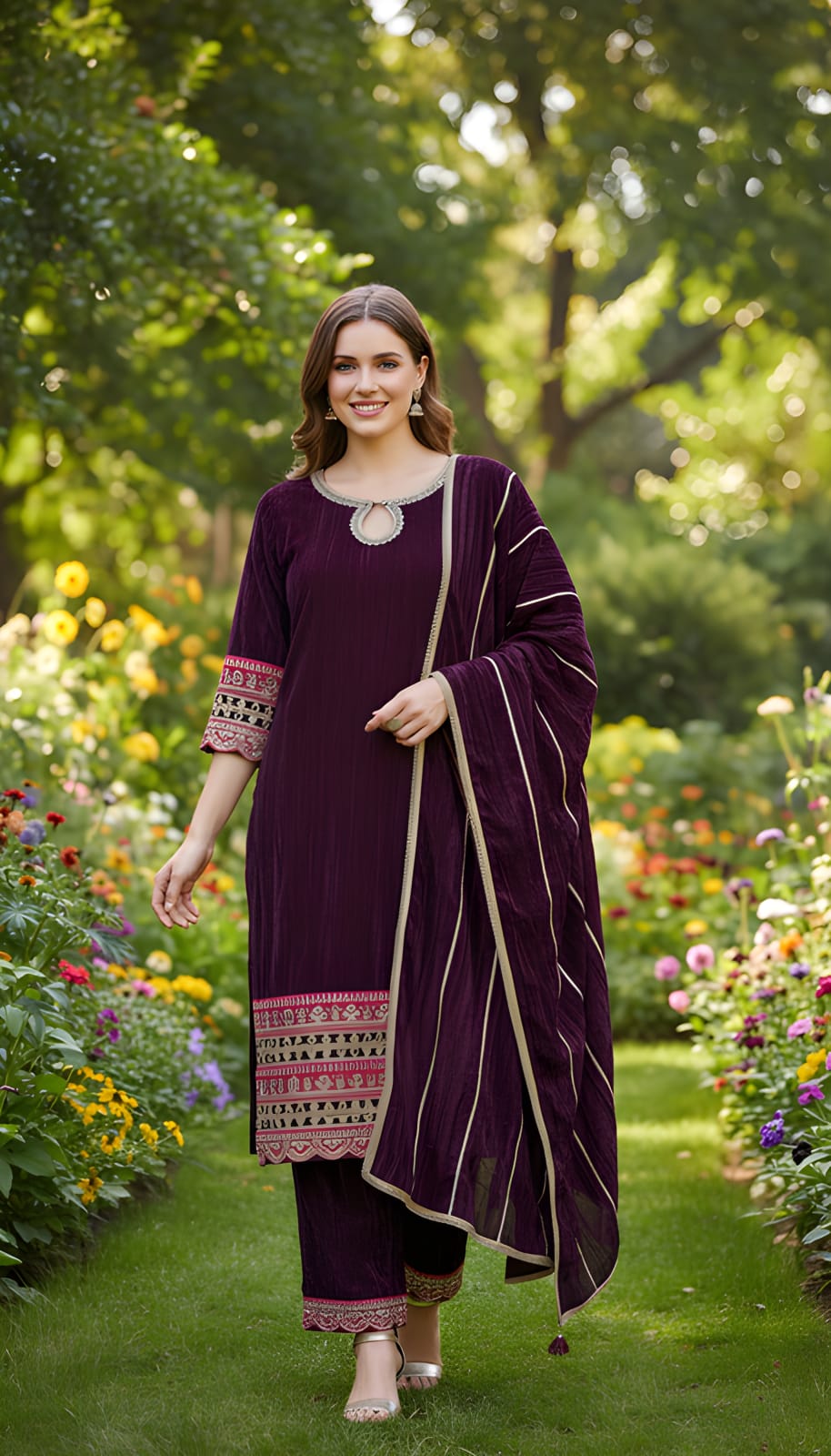Ashnaina 3 Pcs-set-crush-velvet