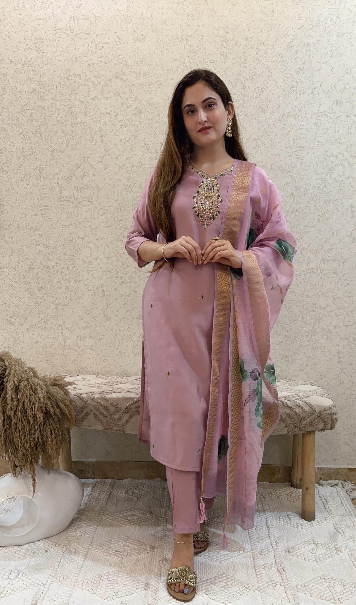 Ashnaina Roman Silk 3 Pcs Set with Printed Dupatta
