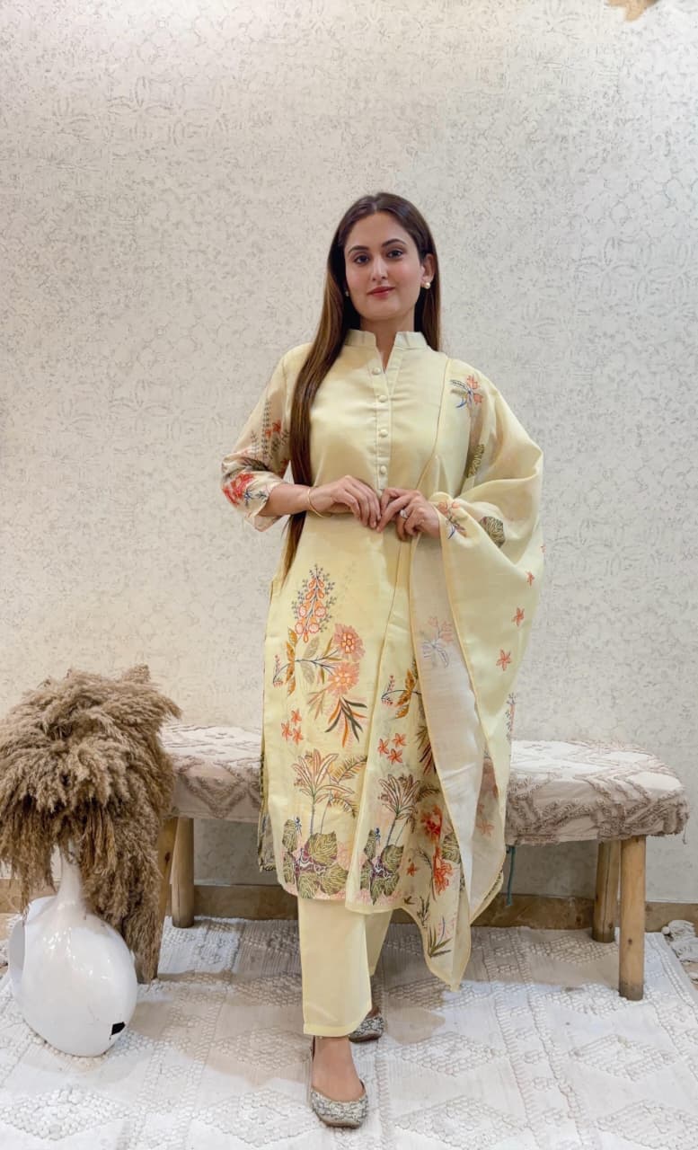 Ashnaina Cotton Slab 3 Pcs Set with Printed Dupatta