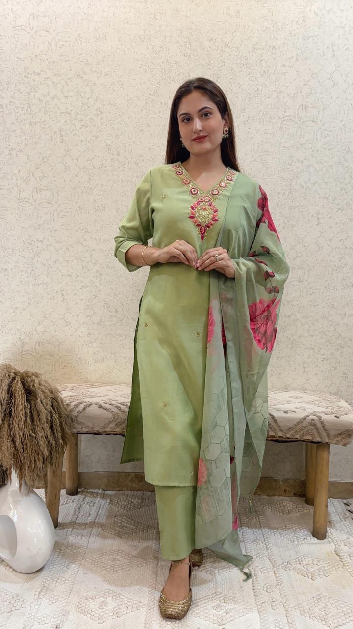 Ashnaina Vertican 3 Pcs Set with Embroidery & Adda Work