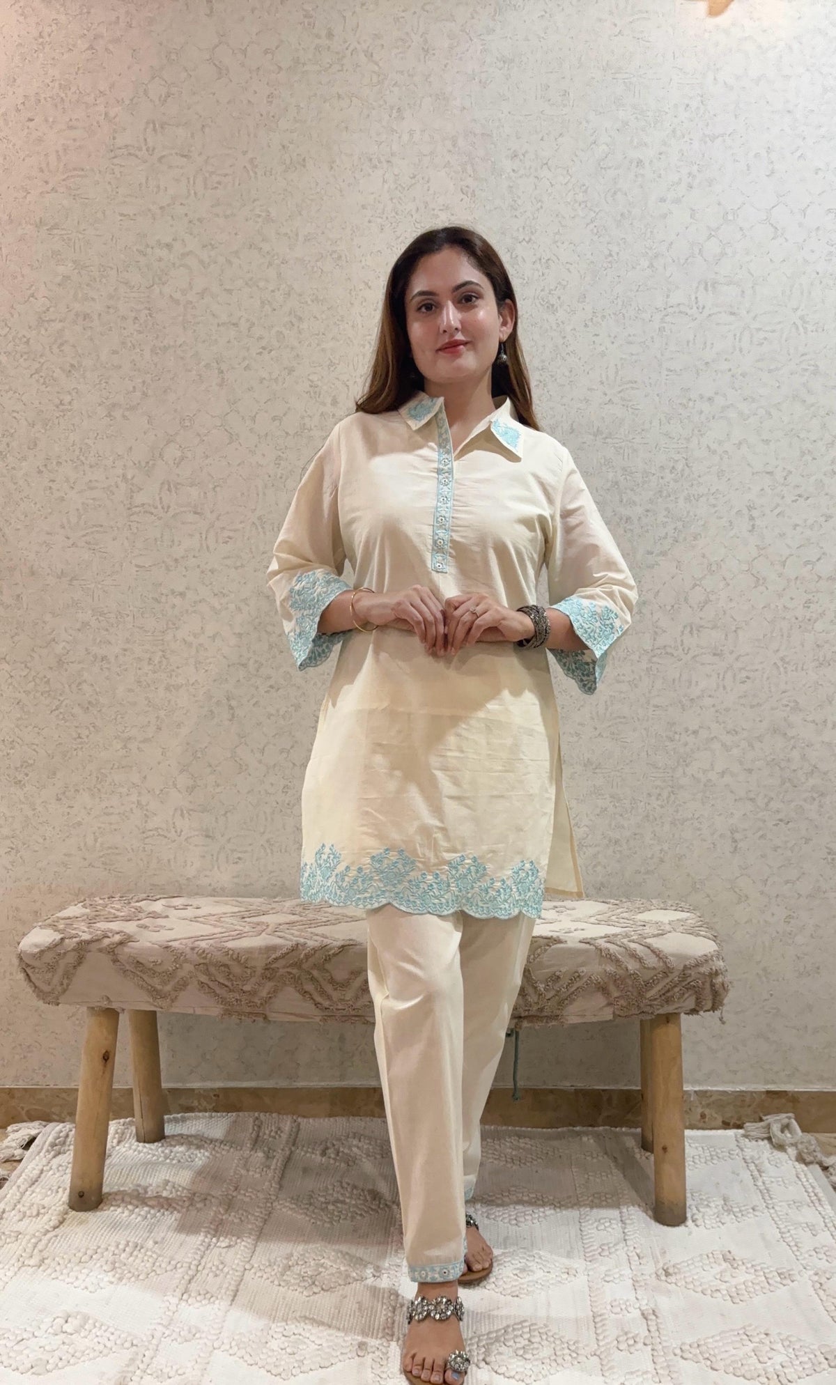 Ashnaina Pure Cotton Embroidered Co-Ord Set