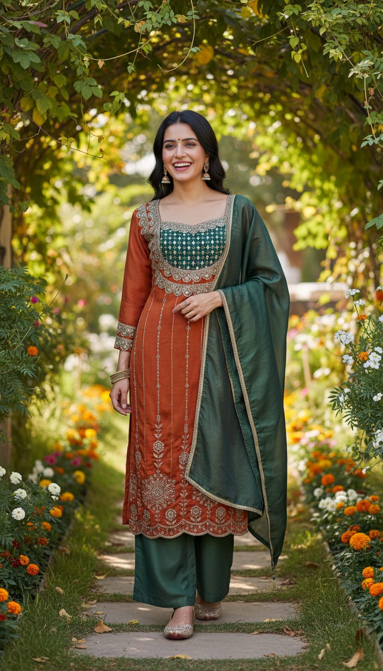 Ashnaina 3 Pcs Cosmos Kurti Plazo Set with Dupatta